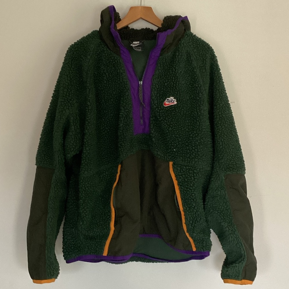 Nike Green and Purple Sherpa Jacket sz L